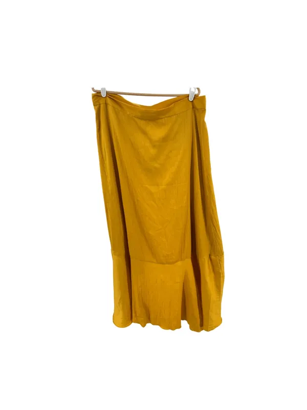 Anthropologie Maeve Mango Yellow Ruffle Wrap Skirt midi High Low NWT XL boho - Image 3