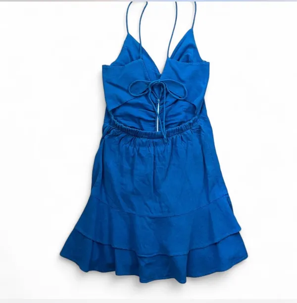 Zara blue runched dress - Image 4