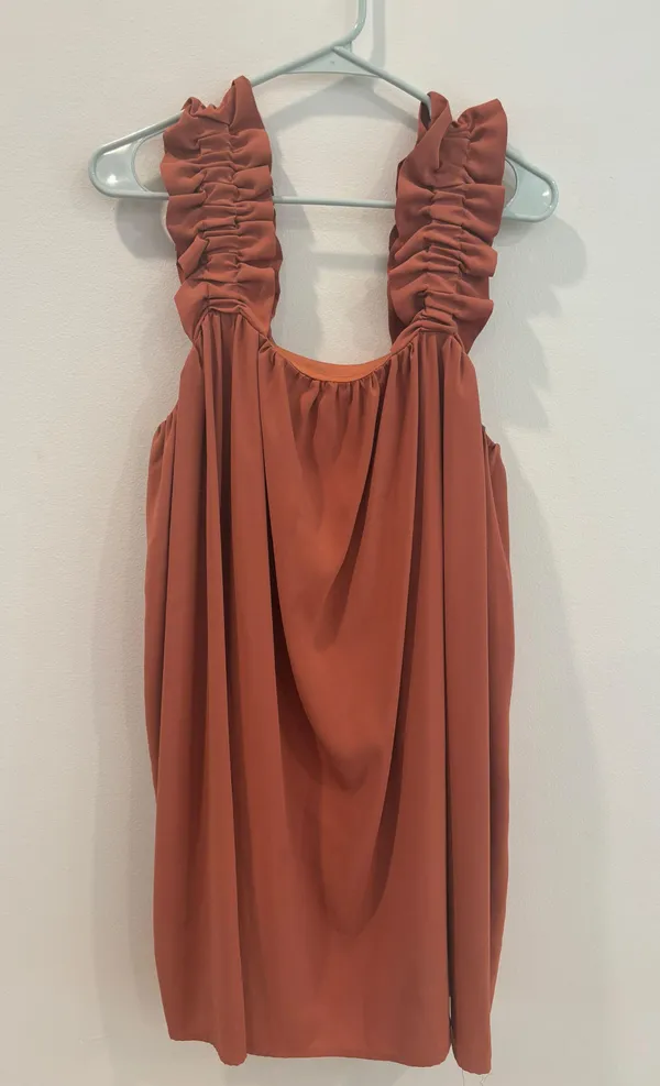 Entro Burnt Orange Ruffle Sleeve Dress - Image 2