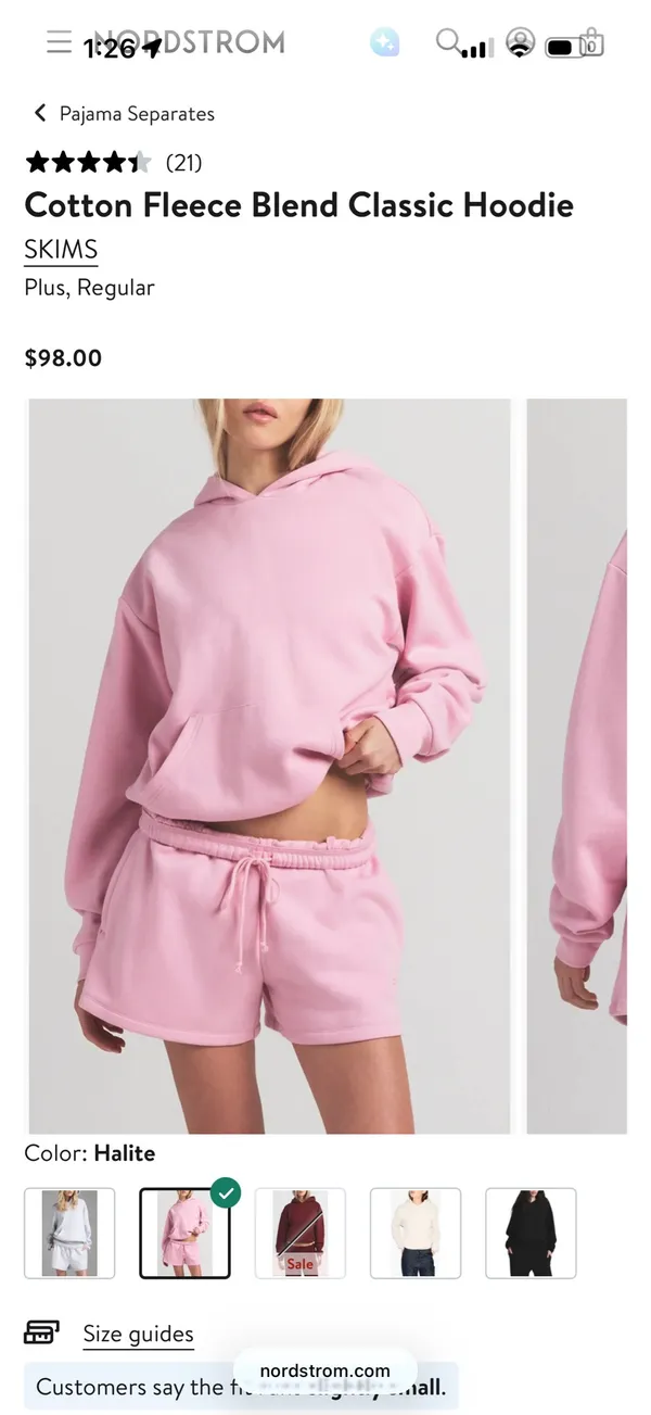 Skims Cotton Fleece Blend Classic Hoodie - Image 2