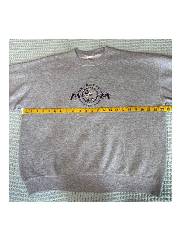 Vintage Disney Mickey & Co Sweatshirt Womens Large Gray Embroidered 90s Y2K Golf - Image 6