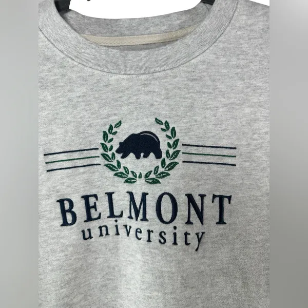League Belmont University Sweatshirt Large Gray Fleece‎ College Graphic Pullover - Image 4
