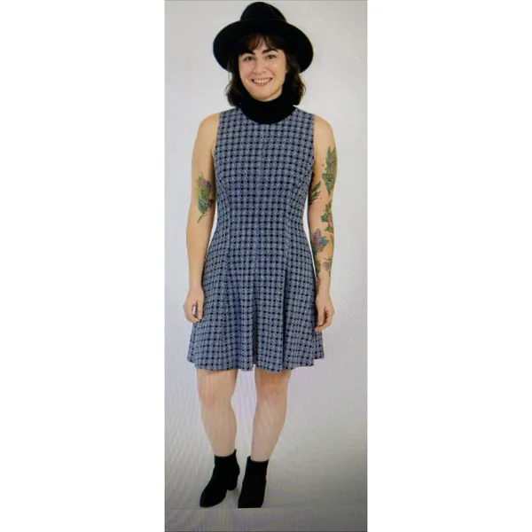 Altar'd State Medium Dress Fit & Flare Sleeveless Pleated Blue vintage lined - Image 2