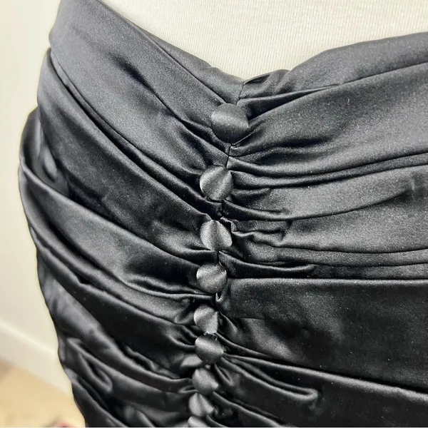 NWT Retrofête Ina Black Silk Satin Ruched Mini Skirt M Holiday Party - Image 11