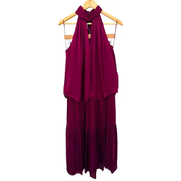 Banana Republic Womens‎ 2-Piece Satin Halter Top Maxi Skirt Set M Romantic Flowy - Image 4