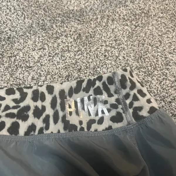 PINK Victoria's Secret Gray Shorts with Leopard Print Waistband - Image 2