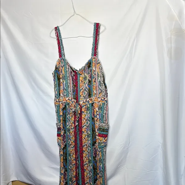 Anthropologie Calais floral boho jumper romper wide legs relaxed fit pockets XL - Image 4