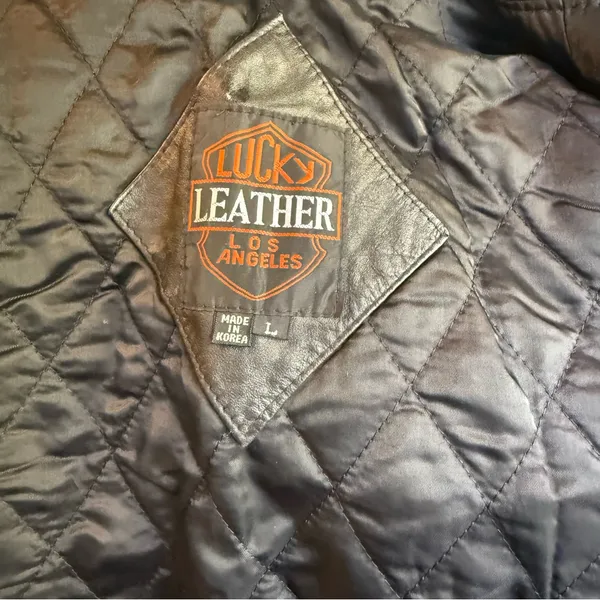 Vintage Lucky Leather moto large retro boho jacket y2k‎ whimsi goth animal print - Image 7