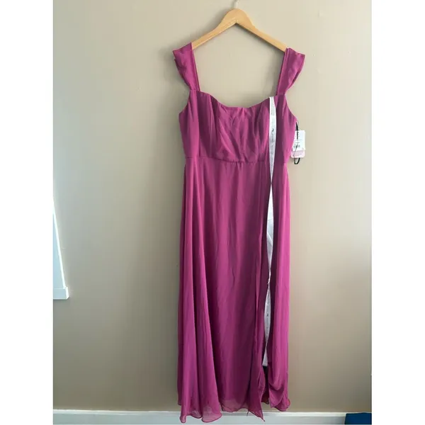 After Six OFF-THE-SHOULDER BASQUE NECK MAXI DRESS FLOUNCE SLEEVES TEA ROSE - Image 3