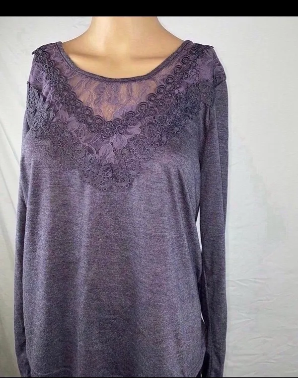 Long Sleeve Blouse Purple Size M - Image 9