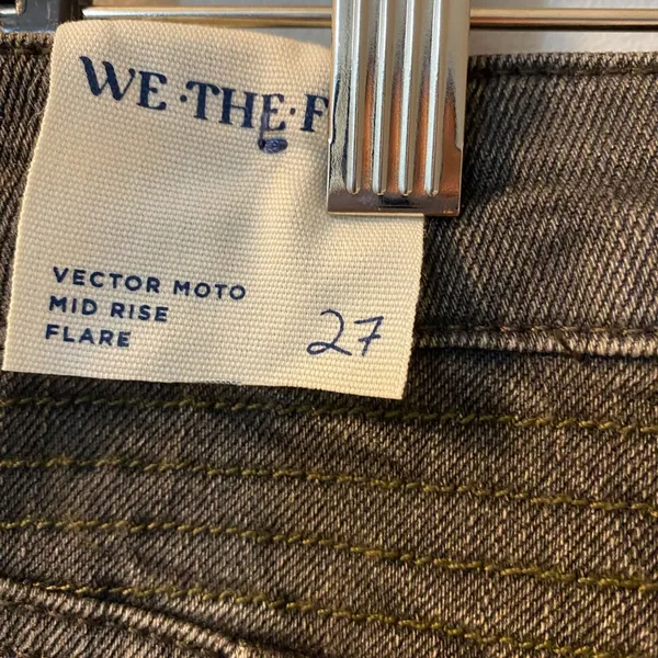 People Vector Moto Mid Rise Flare Jeans SZ 27 Stonewashed Black - Image 5