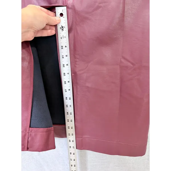 NWT Maeve Anthropologie Burgundy Faux Leather Midi Skirt M Pencil Pockets - Image 10
