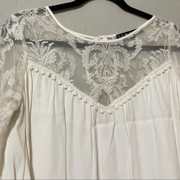 For Love & Lemons White Lace Sleeve Mini Swing Dress Womens S Babydoll Romantic - Image 4