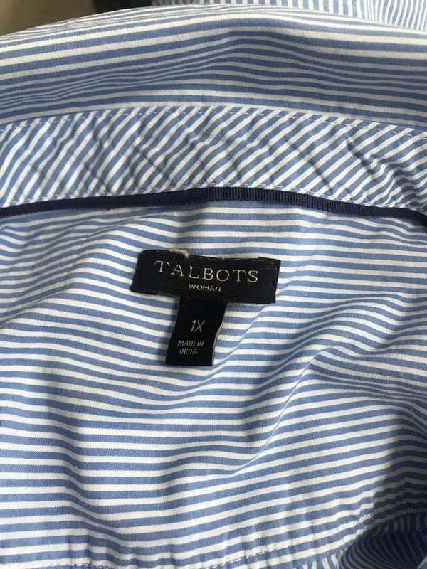 Talbots Embroidered Stripe Button-Down Shirt - Light Blue - Image 8