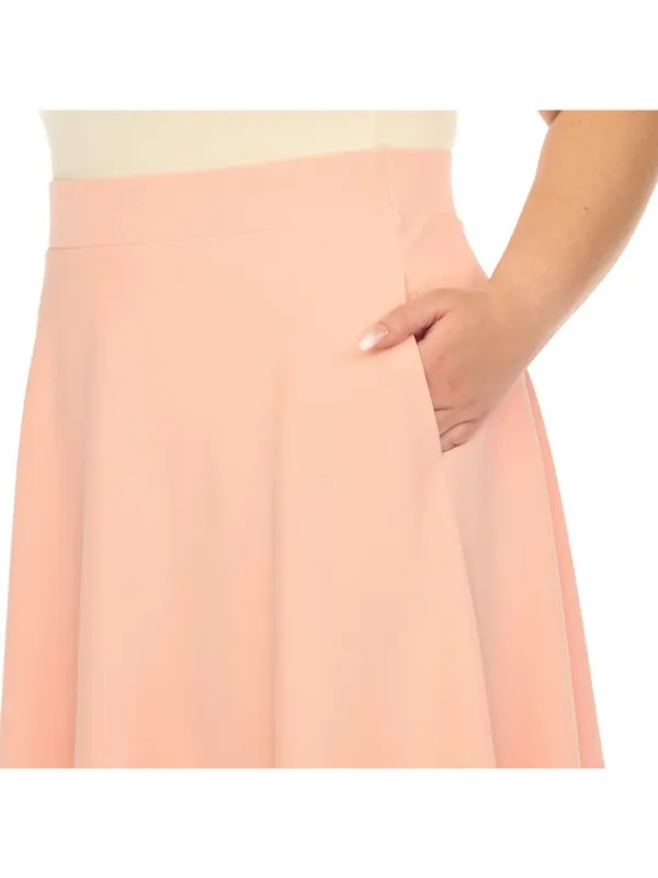 NWT White Mark Fit & Flare Midi Skirt with Pockets PS709 Peach Orange 2X - Image 4