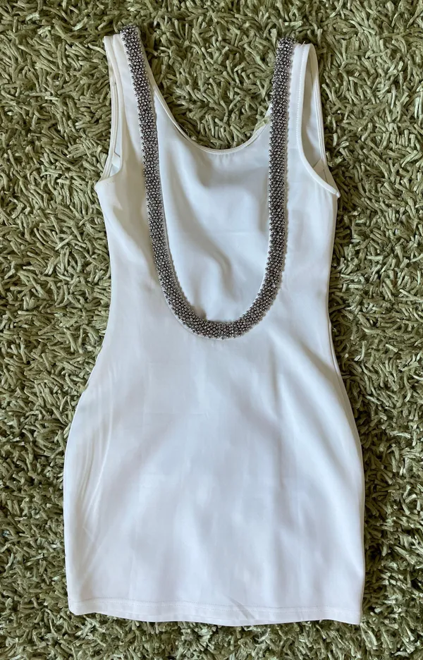 Scoop Back Embroidered Bodycon Dress - Image 2