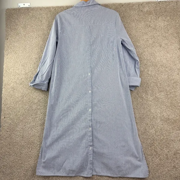 KikiShop Blue Pinstripe Shirt Dress Belted Coastal Grandma Minimalist Lagenlook - Image 3