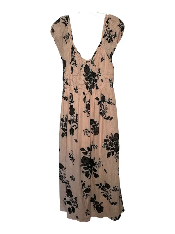 Free People Forgot Me Not Peach Combo Floral Open-Back Maxi Dress Boho Sz M - Image 4