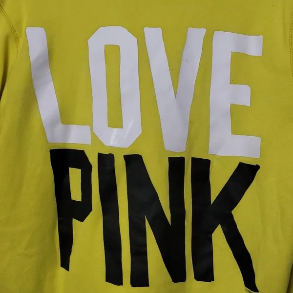 PINK - Victoria's Secret quarter zip yellow pullover sweatshirt sz Large - Image 3