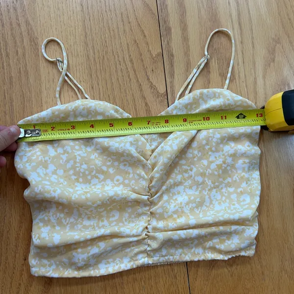 Abercrombie & Fitch Yellow and White Floral Ruched Front Womens Tank Top Size XS - Image 7