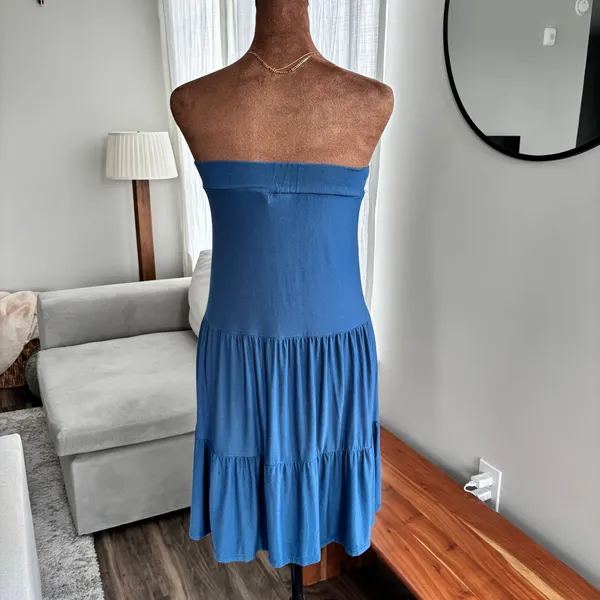 Vintage Y2K Double Take Strapless Dress Small Blue Flowy Summer Soft Romantic - Image 8