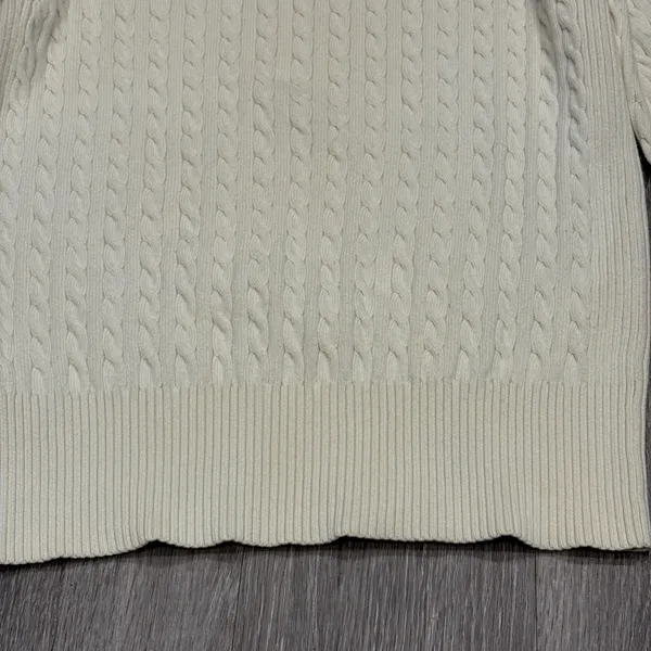VTG 90s Tommy Hilfiger Womens Cream Cable Knit V-Neck Sweater Preppy Classic Med - Image 7