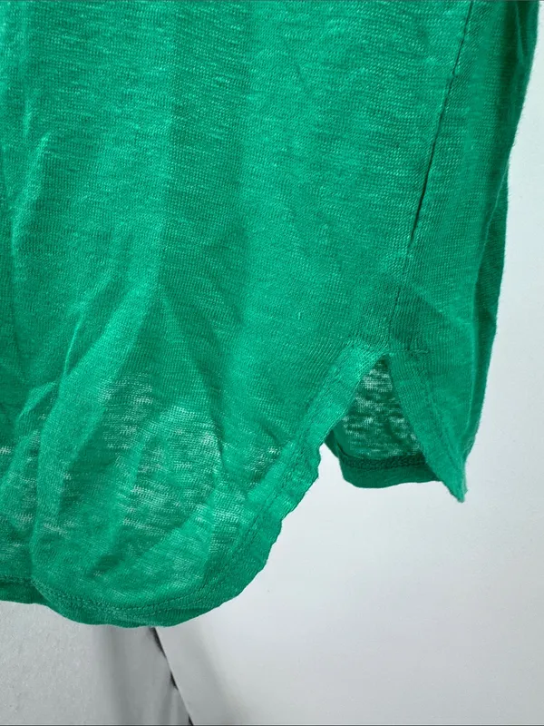 Sigrid Olsen Green Women's Lightweight 100% linen button front top M casual - Image 5