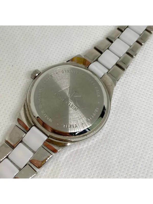 Anne Klein Women watch silver white tone rhinestones 33mm quartz 6” running - Image 5