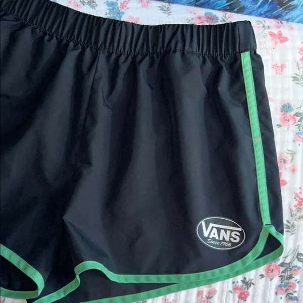 Vans Navy with Green Piping Athletic Shorts Size M - Image 2