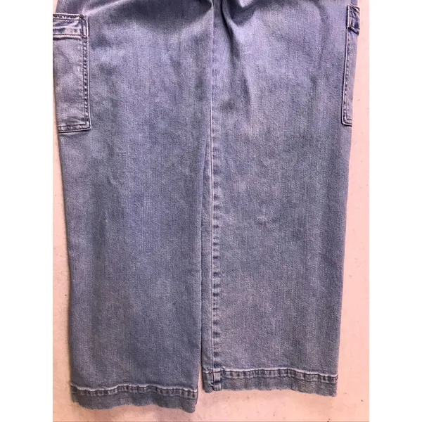 American Eagle Cargo Jeans Women 2 Blue Super High Rise Baggy Wide Leg Stretch - Image 11