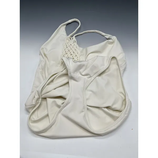 Aerie Women Medium Macrame Halter‎ Top One Piece Swimsuit White - Image 10