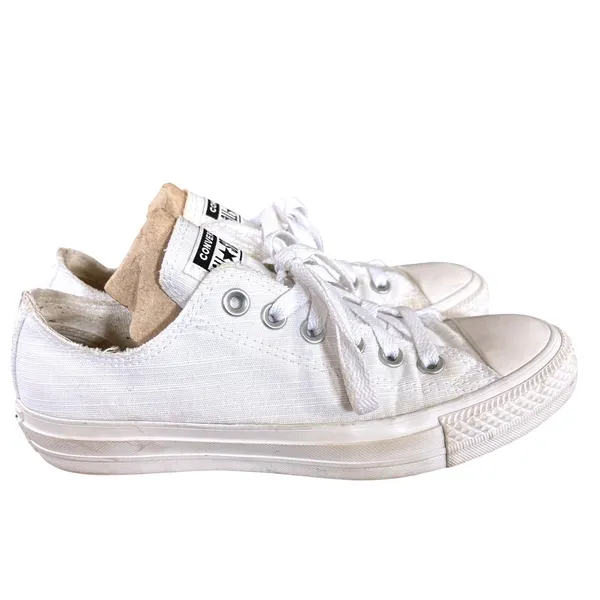 Converse All Star‎ Low Top Textured Sneakers Women's Sz 7 White Casual - Image 2
