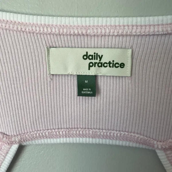 Daily Practice Line It Up V-Neck Maxi Dress Pink White Ribbed Size Medium - Image 11