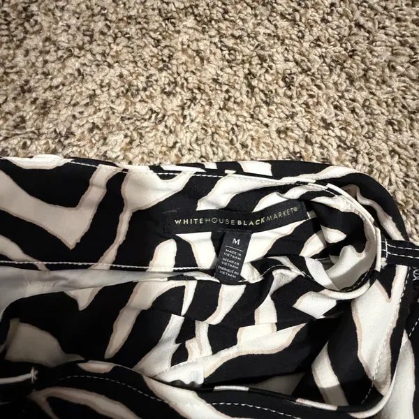 White House Black Market Zebra Print Belted Midi Skirt Black White Womens Medium - Image 3
