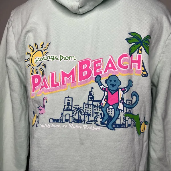 Roller Rabbit Mint Green Limited Edition Palm Beach Full Zip Hoodie Sweatshirt - Image 5