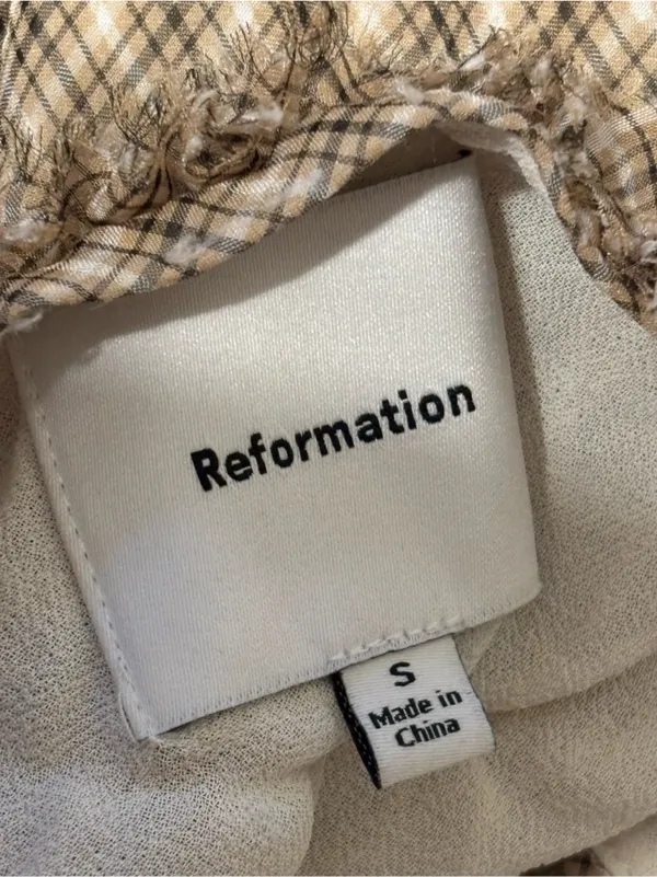 Reformation Beige Geometric Maxi Slip Dress - Image 7