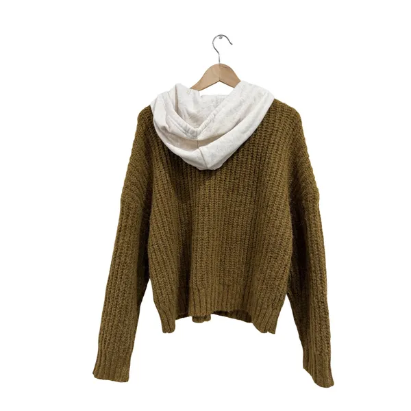OFFLINE by Aerie Women Brown Chunky Knit Hooded Sweater Size M 9798599940 - Image 2