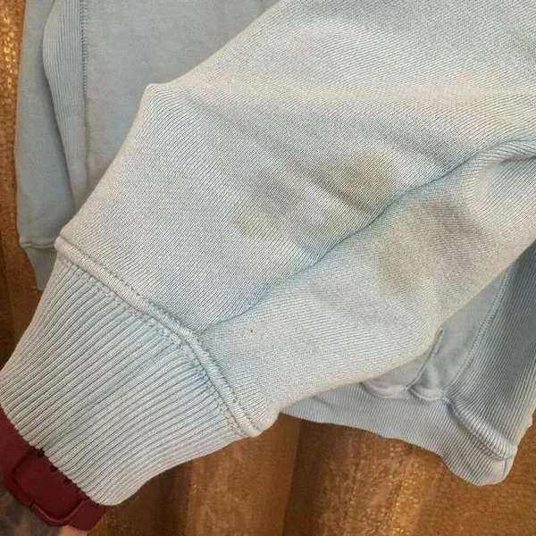 Aerie Light Blue Distressed Pullover Hoodie Oversized Sweatshirt XS - Image 5