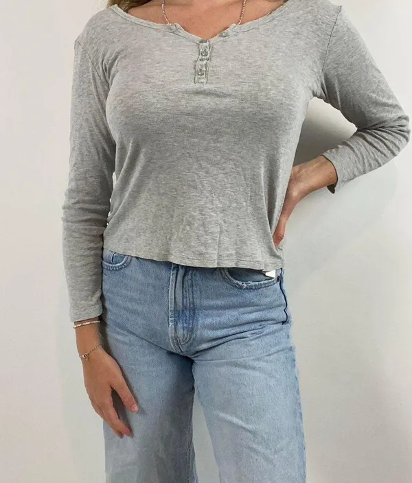 Massimo Dutti Long Sleeve Cool Distressed Look Basic - Image 2