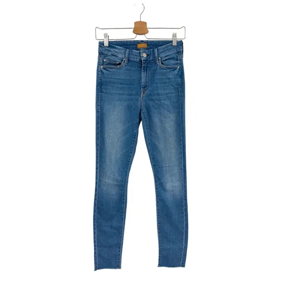 MOTHER The Looker Ankle Fray Skinny Jeans Birds of Paradise Blue Size 26 - Image 3