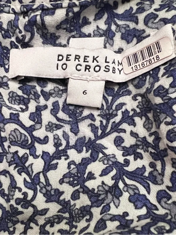 Derek Lam 10 Crosby Long Sleeve Mock Neck Blue Floral Print Mini Dress Size 6 - Image 9