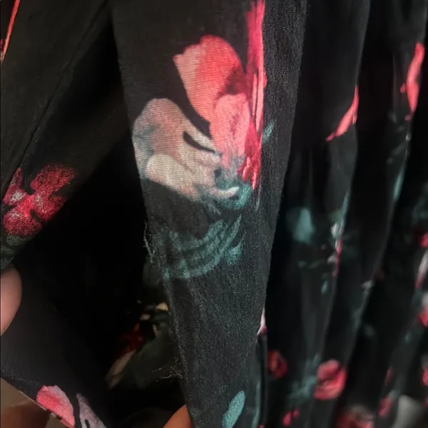 A New Day XL Y2k Fairy Whimsigoth Long Sleeve Dropped Waist Mini A-Line Dress -Black flora - Image 6