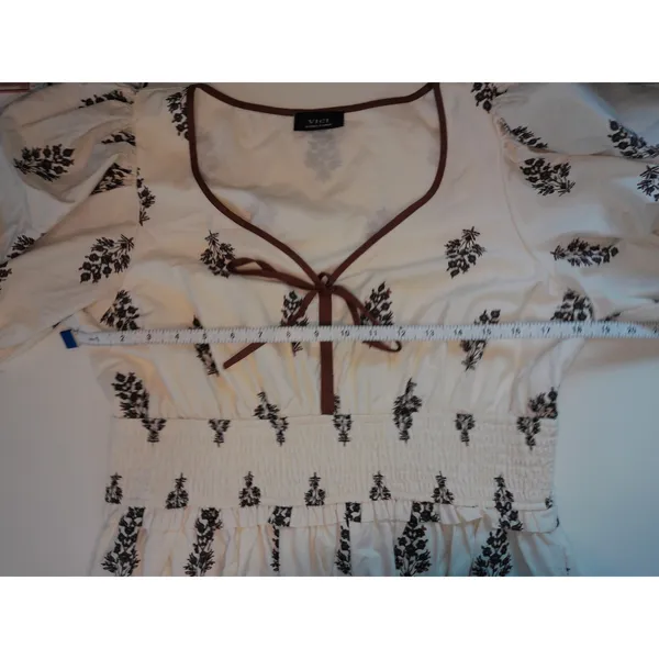 VICI Cream Brown‎ Floral Block Print Tiered Smocked Maxi Dress Size XL NWOT - Image 8