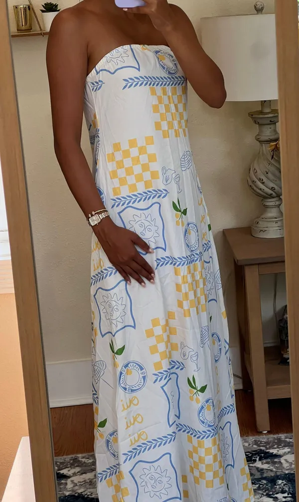 Maxi Summer Print Dress White - Image 3