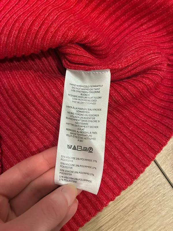 By Anthropologie Women’s V-neck Strappy Cardigan Sweater Red Ribbed Size S - Image 6