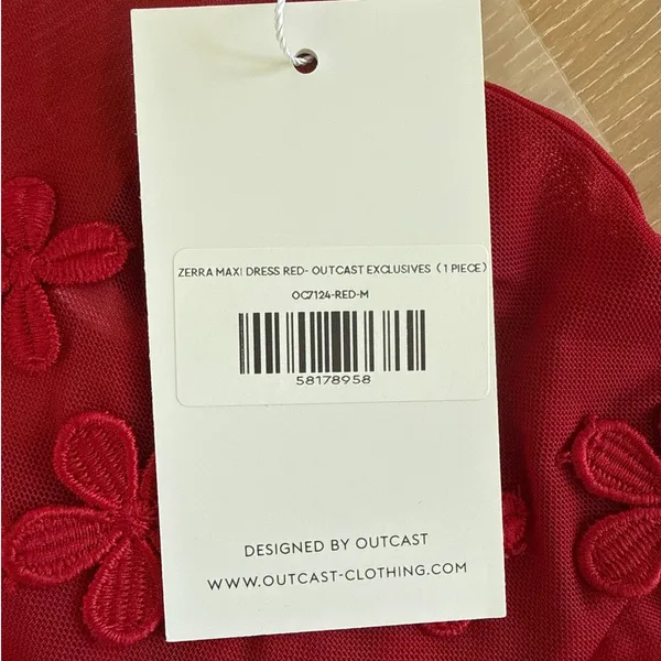 Outcast Clothing Maxi Dress Halter Neck Zerra Size M Red - Image 3