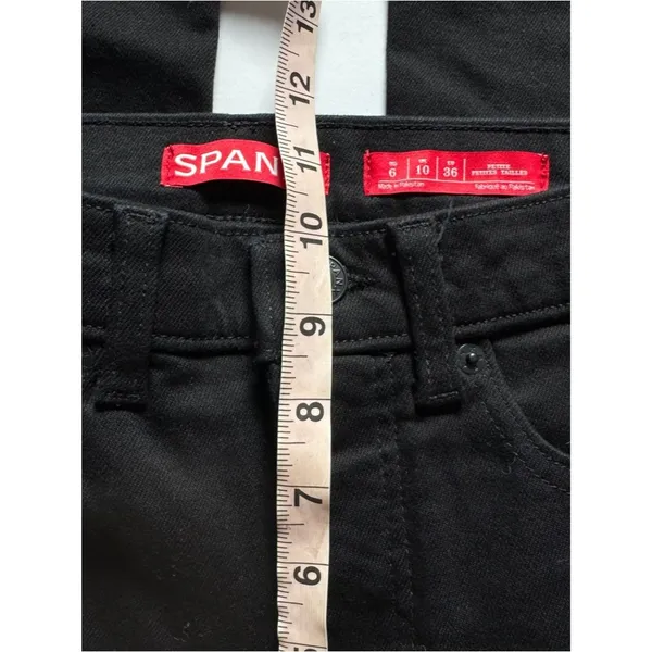 SPANX Skinny Britches Denim Flare Jeans Black Petite 6 NWT - Image 6