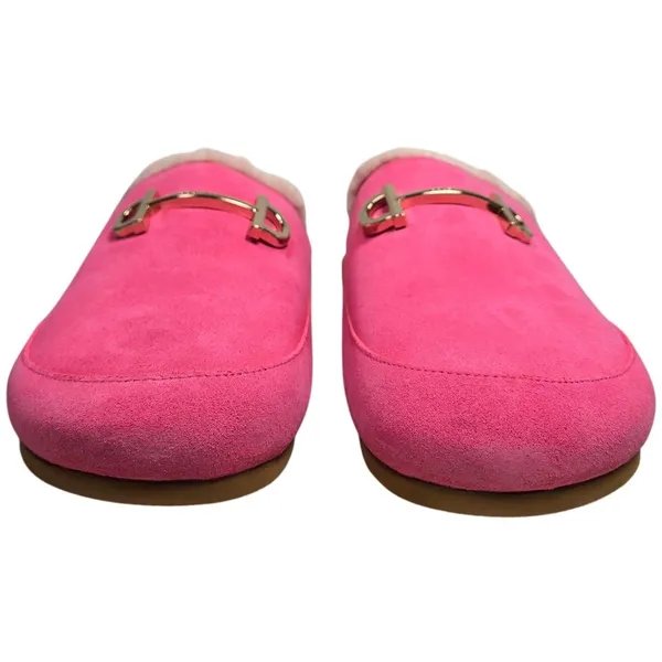 Cole Haan Mc Ada Mule Slippers‎ Hot Pink Suede Faux Fur Lined Size 5.5B - Image 3