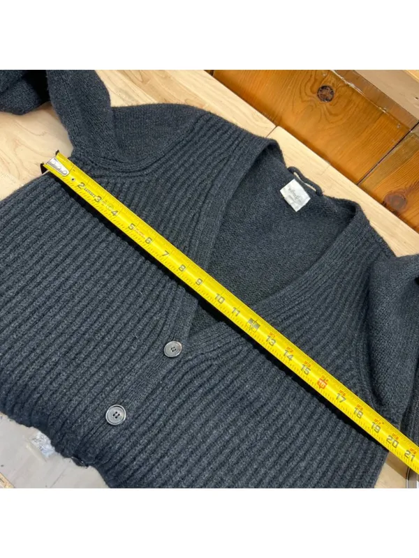 Wilfred Ribbed Black Wool-Blend Button-Up Cardigan Sweater Size Medium Classic - Image 10