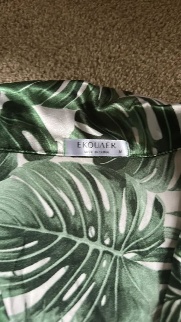 Ekouaer Pajama Set Satin Palm tree medium - Image 5